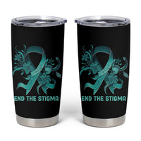 Sexual Assault Awareness Tumbler Cup End The Stigma Teal Floral Ribbon