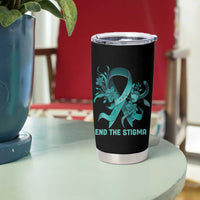 Sexual Assault Awareness Tumbler Cup End The Stigma Teal Floral Ribbon