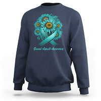Sexual Assault Awareness Teal Sunflowers Ribbon End The Stigma, Sexual Assault Awareness Shirt Sweatshirt - Wonder Print Shop