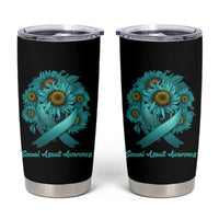 Sexual Assault Awareness Tumbler Cup Teal Ribbon Sunflowers Support