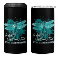 Sexual Assault Awareness 4 in 1 Can Cooler Tumbler In April We Wear Teal Ribbon Butterfly