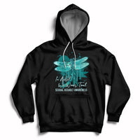 Black pullover hoodie with teal ribbon butterfly awareness graphic, front kangaroo pocket.