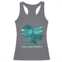 Sexual Assault Awareness Racerback Tank Top In April We Wear Teal Ribbon Butterfly