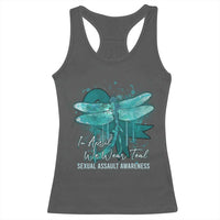 Sexual Assault Awareness Racerback Tank Top In April We Wear Teal Ribbon Butterfly