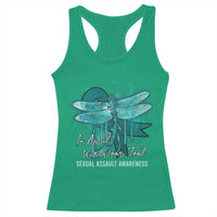 Sexual Assault Awareness Racerback Tank Top In April We Wear Teal Ribbon Butterfly