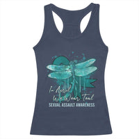 Sexual Assault Awareness Racerback Tank Top In April We Wear Teal Ribbon Butterfly