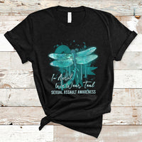In April We Wear Teal Sexual Assault Awareness Month Teal Ribbon Butterfly, Sexual Assault Awareness Shirt T-Shirt - Wonder Print Shop