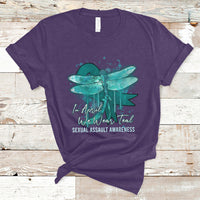 In April We Wear Teal Sexual Assault Awareness Month Teal Ribbon Butterfly, Sexual Assault Awareness Shirt T-Shirt - Wonder Print Shop