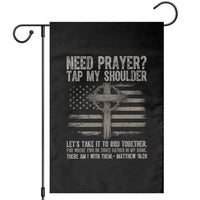 Need Prayer Tap My Shoulder Christian Patriotic Garden Flag American Flag Cross Crown of Thorns Matthew 18:20