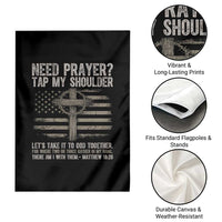 Need Prayer Tap My Shoulder Christian Patriotic Garden Flag American Flag Cross Crown of Thorns Matthew 18:20