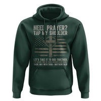 Need Prayer Tap My Shoulder Christian Patriotic Hoodie American Flag Cross Crown of Thorns Matthew 18:20
