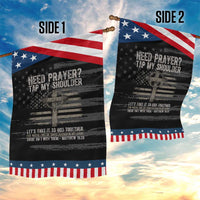 Need Prayer Tap My Shoulder Christian Patriotic Garden Flag American Flag Cross Crown of Thorns Matthew 18:20
