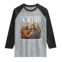 It Started Out With A Kiss Funny Jesus Christian Easter Raglan Shirt Judas Betrayal Jesus Faith Message Biblical Humor