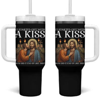 It Started Out With A Kiss Funny Jesus Christian Easter Tumbler With Handle Judas Betrayal Jesus Faith Message Biblical Humor