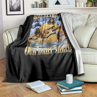 Give Us This Day Our Daily Shred Funny Christian Jesus Rock Throw Blanket Faith Humor Music Lover Inspired Gift