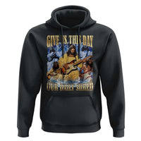 Give Us This Day Our Daily Shred Funny Christian Jesus Rock Hoodie Faith Humor Music Lover Inspired Gift