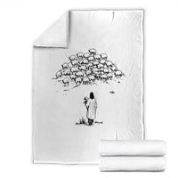 Jesus The Good Shepherd Minimalist Christian Throw Blanket Sheep Flock Faith Spiritual Inspirational Gift
