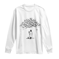 Jesus The Good Shepherd Minimalist Christian Long Sleeve Shirt Sheep Flock Faith Spiritual Inspirational Gift
