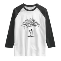 Jesus The Good Shepherd Minimalist Christian Raglan Shirt Sheep Flock Faith Spiritual Inspirational Gift