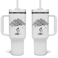 Jesus The Good Shepherd Minimalist Christian Tumbler With Handle Sheep Flock Faith Spiritual Inspirational Gift
