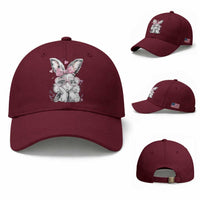 Cute Easter Bunny with Heart Glasses Pink Bow Baseball Cap Adorable Rabbit Love Aesthetic Gift