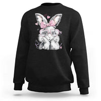 Cute Easter Bunny with Heart Glasses Pink Bow Sweatshirt Adorable Rabbit Love Aesthetic Gift
