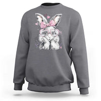 Cute Easter Bunny with Heart Glasses Pink Bow Sweatshirt Adorable Rabbit Love Aesthetic Gift