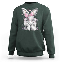 Cute Easter Bunny with Heart Glasses Pink Bow Sweatshirt Adorable Rabbit Love Aesthetic Gift