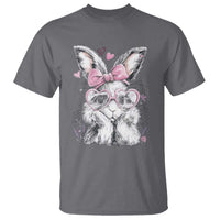 Cute Easter Bunny with Heart Glasses Pink Bow T Shirt Adorable Rabbit Love Aesthetic Gift