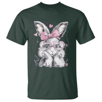 Cute Easter Bunny with Heart Glasses Pink Bow T Shirt Adorable Rabbit Love Aesthetic Gift