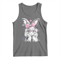 Cute Easter Bunny with Heart Glasses Pink Bow Tank Top Adorable Rabbit Love Aesthetic Gift
