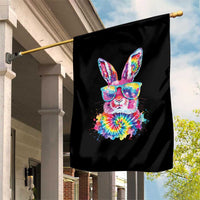 Colorful Tie Dye Bunny with Sunglasses Garden Flag Cool Easter Rabbit Retro Hippie Vibe Graphic Gift