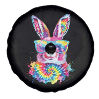 Colorful Tie Dye Bunny with Sunglasses Spare Tire Cover Cool Easter Rabbit Retro Hippie Vibe Graphic Gift