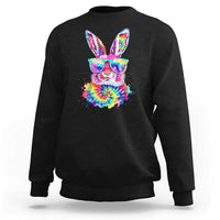 Colorful Tie Dye Bunny with Sunglasses Sweatshirt Cool Easter Rabbit Retro Hippie Vibe Graphic Gift