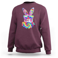 Colorful Tie Dye Bunny with Sunglasses Sweatshirt Cool Easter Rabbit Retro Hippie Vibe Graphic Gift