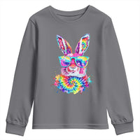 Colorful Tie Dye Bunny with Sunglasses Youth Sweatshirt Cool Easter Rabbit Retro Hippie Vibe Graphic Gift