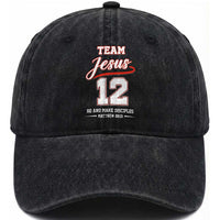 Team Jesus 12 Christian Sports Style Washed Cotton Baseball Cap Go And Make Disciples Matthew 28:19 Faith Athletic Inspired Gift