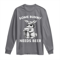 Some Bunny Needs Beer Funny Easter Drinking Humor Long Sleeve Shirt Cool Rabbit with Sunglasses Graphic Gift