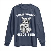 Some Bunny Needs Beer Funny Easter Drinking Humor Long Sleeve Shirt Cool Rabbit with Sunglasses Graphic Gift