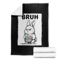 Bruh Angry Easter Bunny with Eggs Basket Throw Blanket Funny Rabbit Meme Humor Graphic Gift