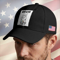 Bruh Angry Easter Bunny with Eggs Basket Baseball Cap Funny Rabbit Meme Humor Graphic Gift