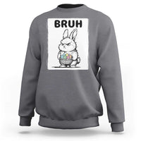 Bruh Angry Easter Bunny with Eggs Basket Sweatshirt Funny Rabbit Meme Humor Graphic Gift