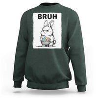 Bruh Angry Easter Bunny with Eggs Basket Sweatshirt Funny Rabbit Meme Humor Graphic Gift