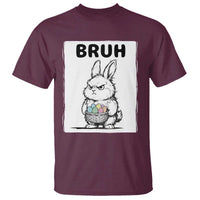 Bruh Angry Easter Bunny with Eggs Basket T Shirt Funny Rabbit Meme Humor Graphic Gift