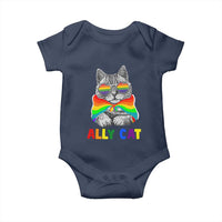 Ally Cat with Pride Cape Baby Onesie Rainbow LGBTQ+ Support
