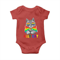 Ally Cat with Pride Cape Baby Onesie Rainbow LGBTQ+ Support