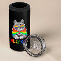 Ally Cat with Pride Cape 4 in 1 Can Cooler Tumbler Rainbow LGBTQ+ Support