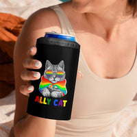 Ally Cat with Pride Cape 4 in 1 Can Cooler Tumbler Rainbow LGBTQ+ Support