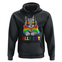 Ally Cat with Pride Cape Hoodie Rainbow LGBTQ+ Support