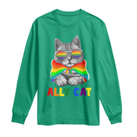 Ally Cat with Pride Cape Long Sleeve Shirt Rainbow LGBTQ+ Support